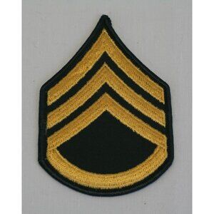 U.S.  Army Staff Sergeant (SSG) E-6 Rank Insignia Patch 3" x 4.5" Surplus NOS